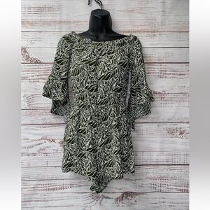 Express Green/White off the shoulder romper